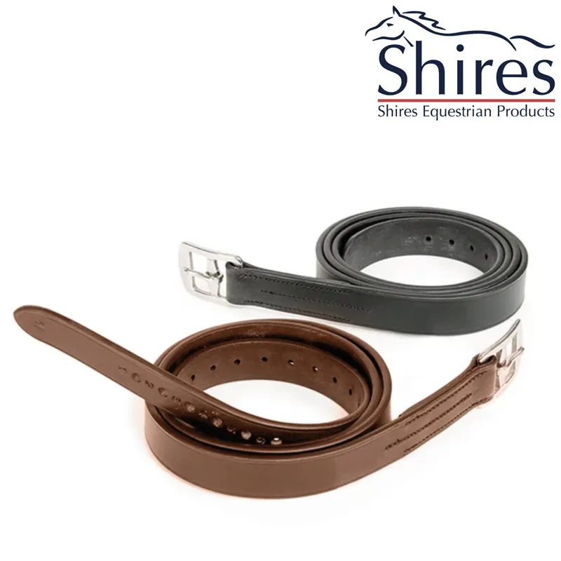 Shires Aviemore Stirrup Leathers With Curved Buckles - Havana